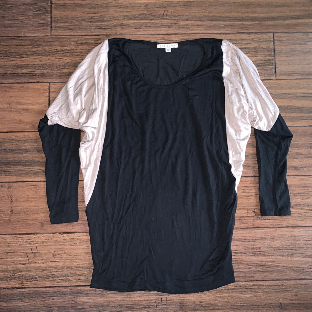 Black and Blush 3/4 Length Sleeve Top